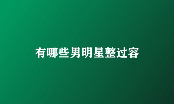 有哪些男明星整过容