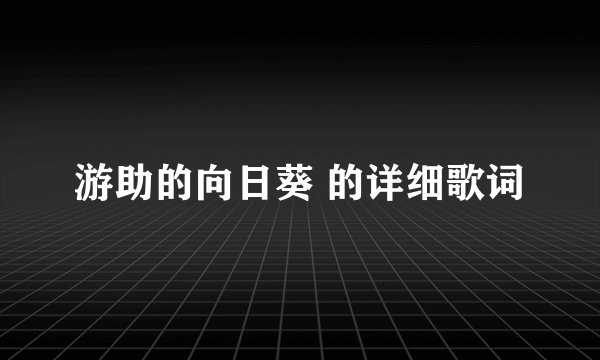 游助的向日葵 的详细歌词