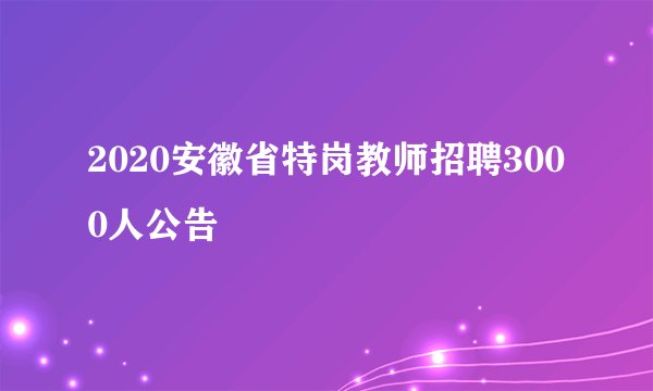 2020安徽省特岗教师招聘3000人公告