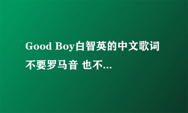Good Boy白智英的中文歌词 不要罗马音 也不要中文谐音的