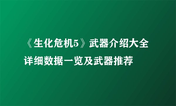 《生化危机5》武器介绍大全 详细数据一览及武器推荐