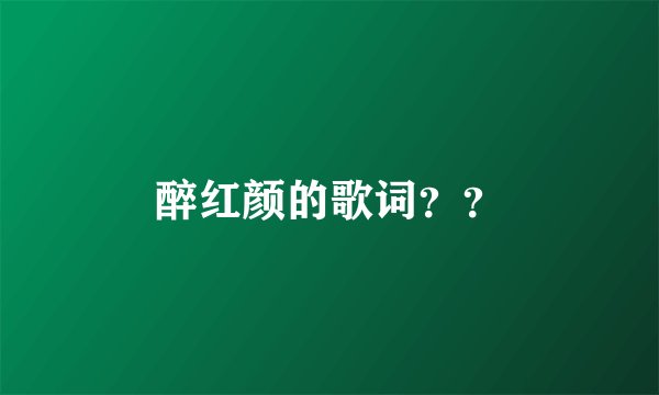 醉红颜的歌词??