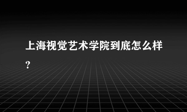 上海视觉艺术学院到底怎么样？