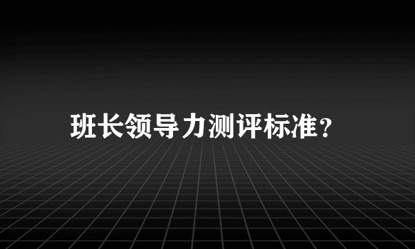 班长领导力测评标准？