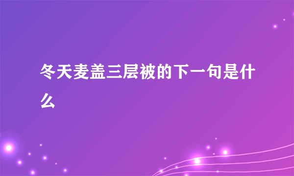 冬天麦盖三层被的下一句是什么