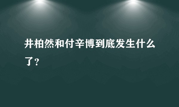 井柏然和付辛博到底发生什么了？