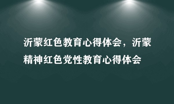 沂蒙红色教育心得体会,沂蒙精神红色党性教育心得体会