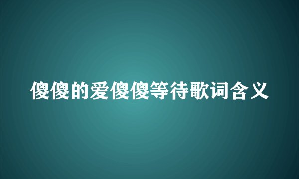 傻傻的爱傻傻等待歌词含义