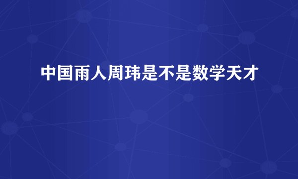 中国雨人周玮是不是数学天才