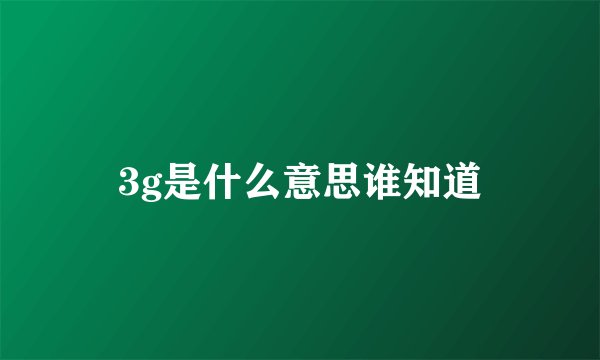 3g是什么意思谁知道