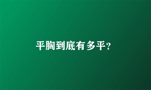 平胸到底有多平？