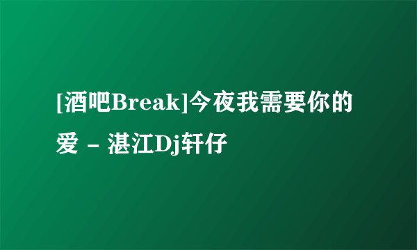 [酒吧Break]今夜我需要你的爱 - 湛江Dj轩仔