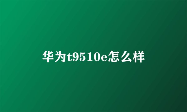 华为t9510e怎么样