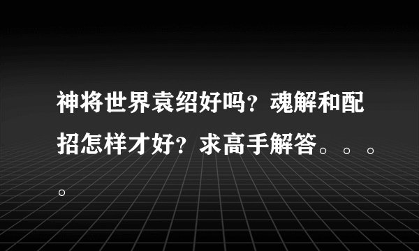 神将世界袁绍好吗？魂解和配招怎样才好？求高手解答。。。。