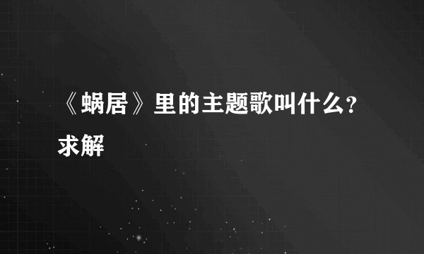 《蜗居》里的主题歌叫什么？求解