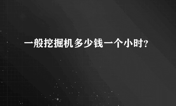 一般挖掘机多少钱一个小时？