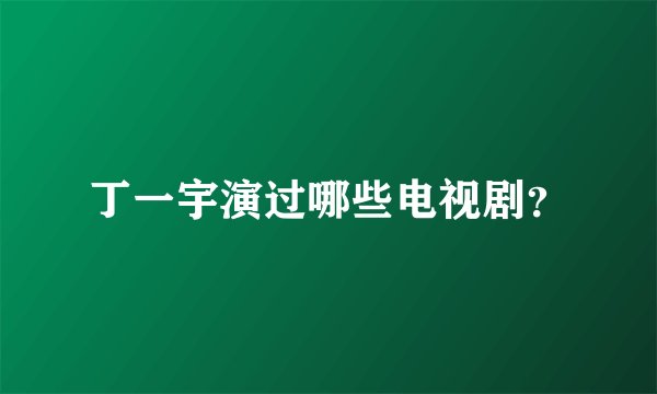 丁一宇演过哪些电视剧？
