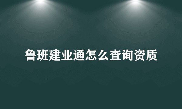 鲁班建业通怎么查询资质