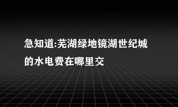 急知道:芜湖绿地镜湖世纪城的水电费在哪里交