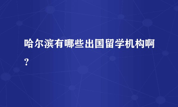 哈尔滨有哪些出国留学机构啊？