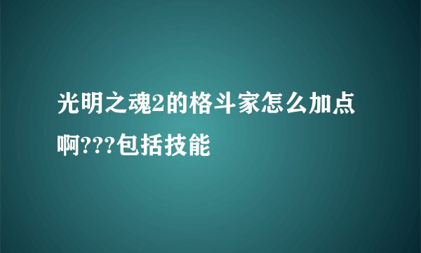 光明之魂2的格斗家怎么加点啊???包括技能