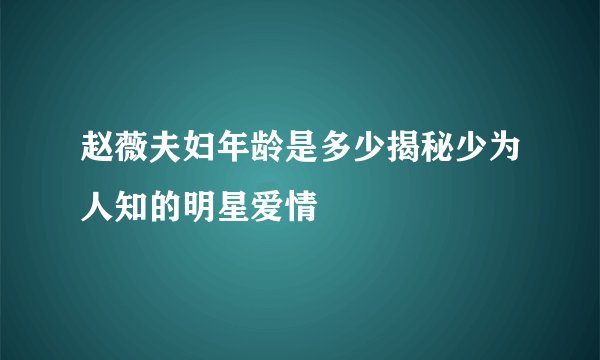 赵薇夫妇年龄是多少揭秘少为人知的明星爱情