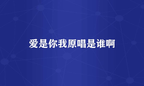 爱是你我原唱是谁啊
