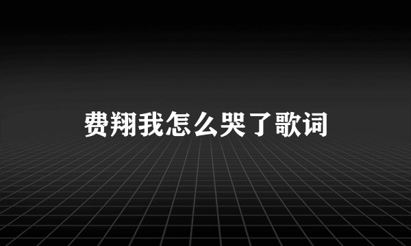 费翔我怎么哭了歌词