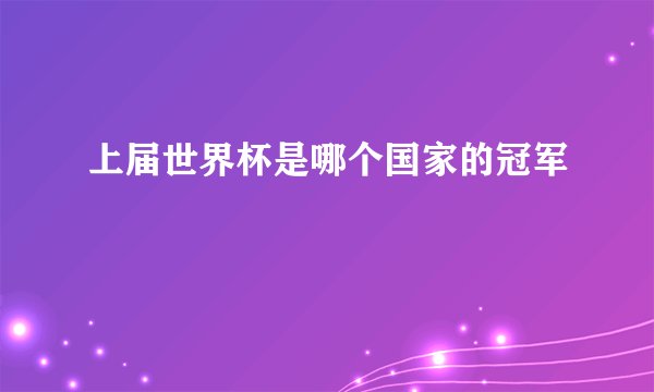 上届世界杯是哪个国家的冠军