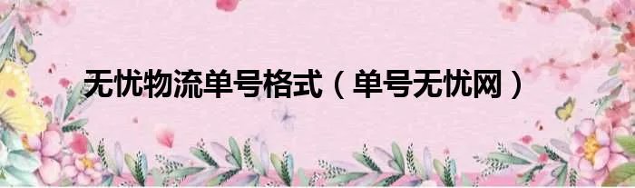 无忧物流单号格式（单号无忧网）