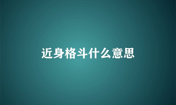 近身格斗什么意思