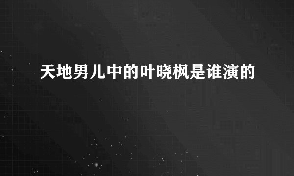 天地男儿中的叶晓枫是谁演的