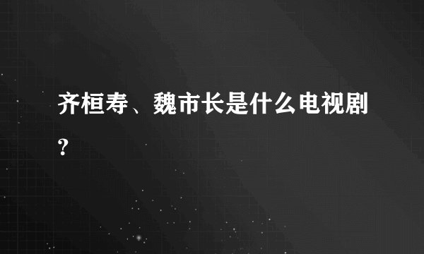 齐桓寿、魏市长是什么电视剧？