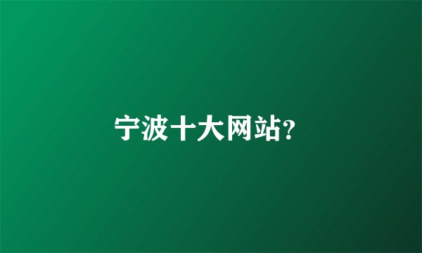 宁波十大网站？
