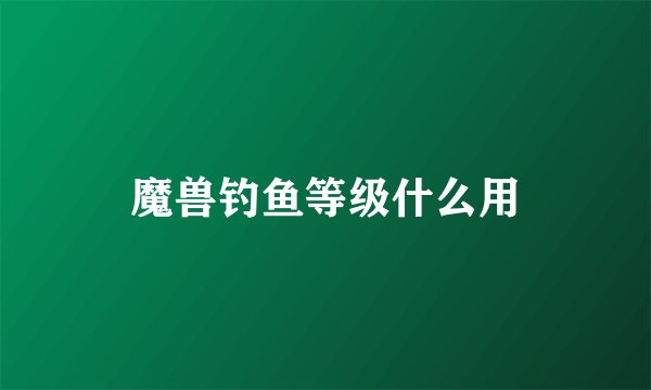 魔兽钓鱼等级什么用