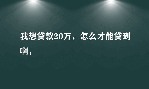 我想贷款20万,怎么才能贷到啊,