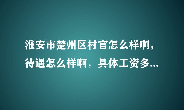 淮安市楚州区村官怎么样啊，待遇怎么样啊，具体工资多少钱啊，有必要的话可以私聊~