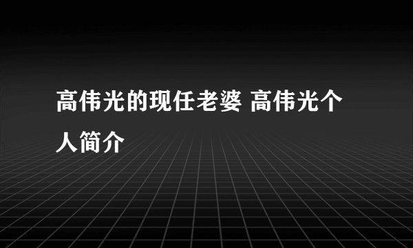 高伟光的现任老婆 高伟光个人简介