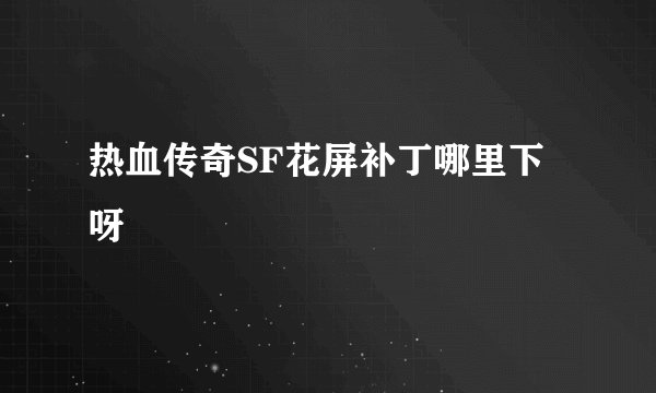 热血传奇SF花屏补丁哪里下呀