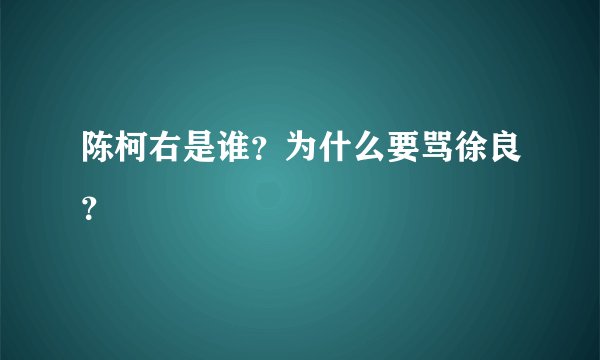 陈柯右是谁？为什么要骂徐良？
