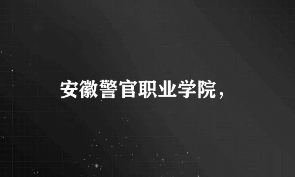 安徽警官职业学院，