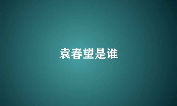 袁春望是谁