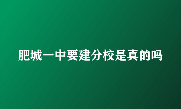 肥城一中要建分校是真的吗