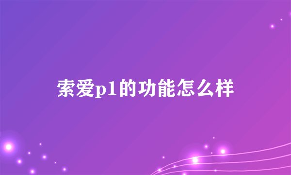 索爱p1的功能怎么样