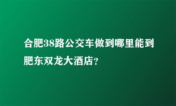 合肥38路公交车做到哪里能到肥东双龙大酒店?