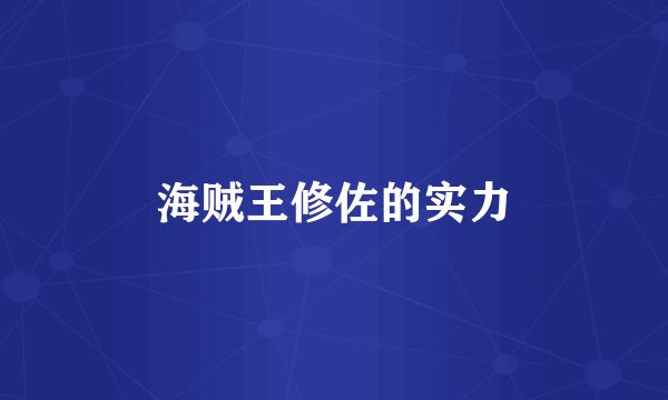 海贼王修佐的实力