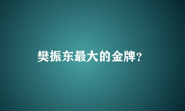 樊振东最大的金牌？