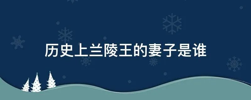 历史上兰陵王的妻子是谁