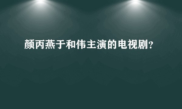 颜丙燕于和伟主演的电视剧？