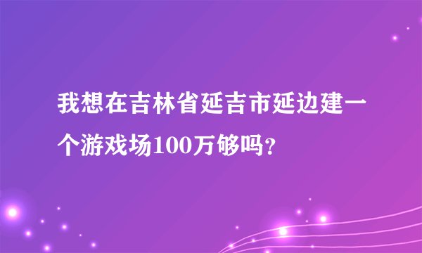 我想在吉林省延吉市延边建一个游戏场100万够吗？